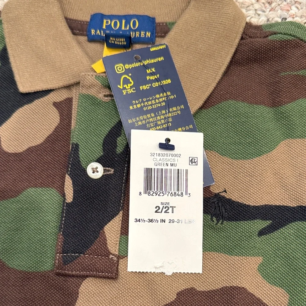 Polo by Ralph Lauren Kids Green and Brown Camouflage Polo - Picture 2 of 3